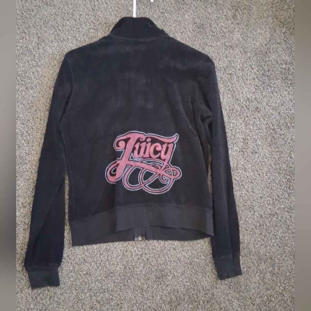 Vintage Y2K Juicy Couture Track Jacket Black & Pink XL